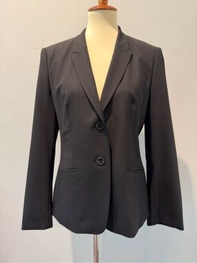 BOSS Hugo Boss Jannami2 Black 96% Virgin Wool Tailored Blazer Jacket US 8
